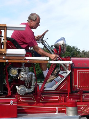 Driving the firetruck into the park
